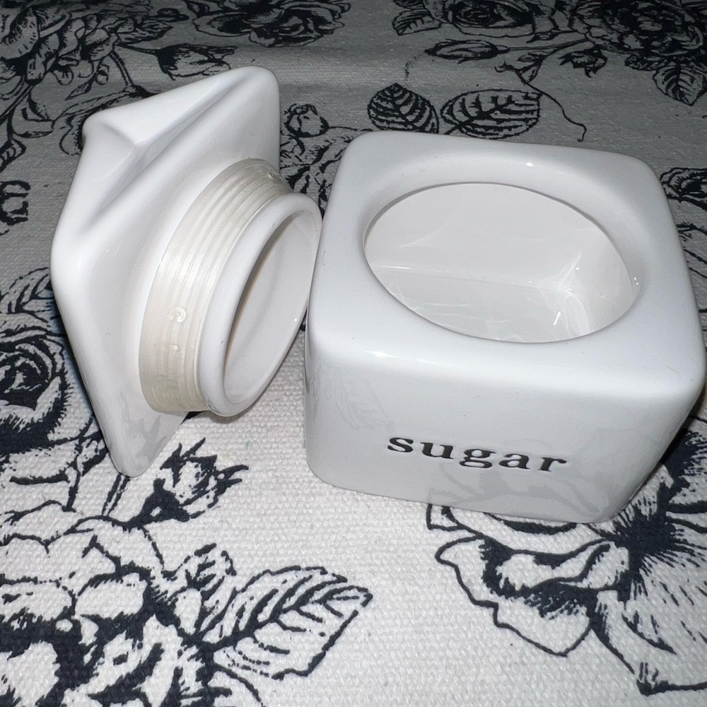 White Ceramic Sugar Container - Picture 2 of 6
